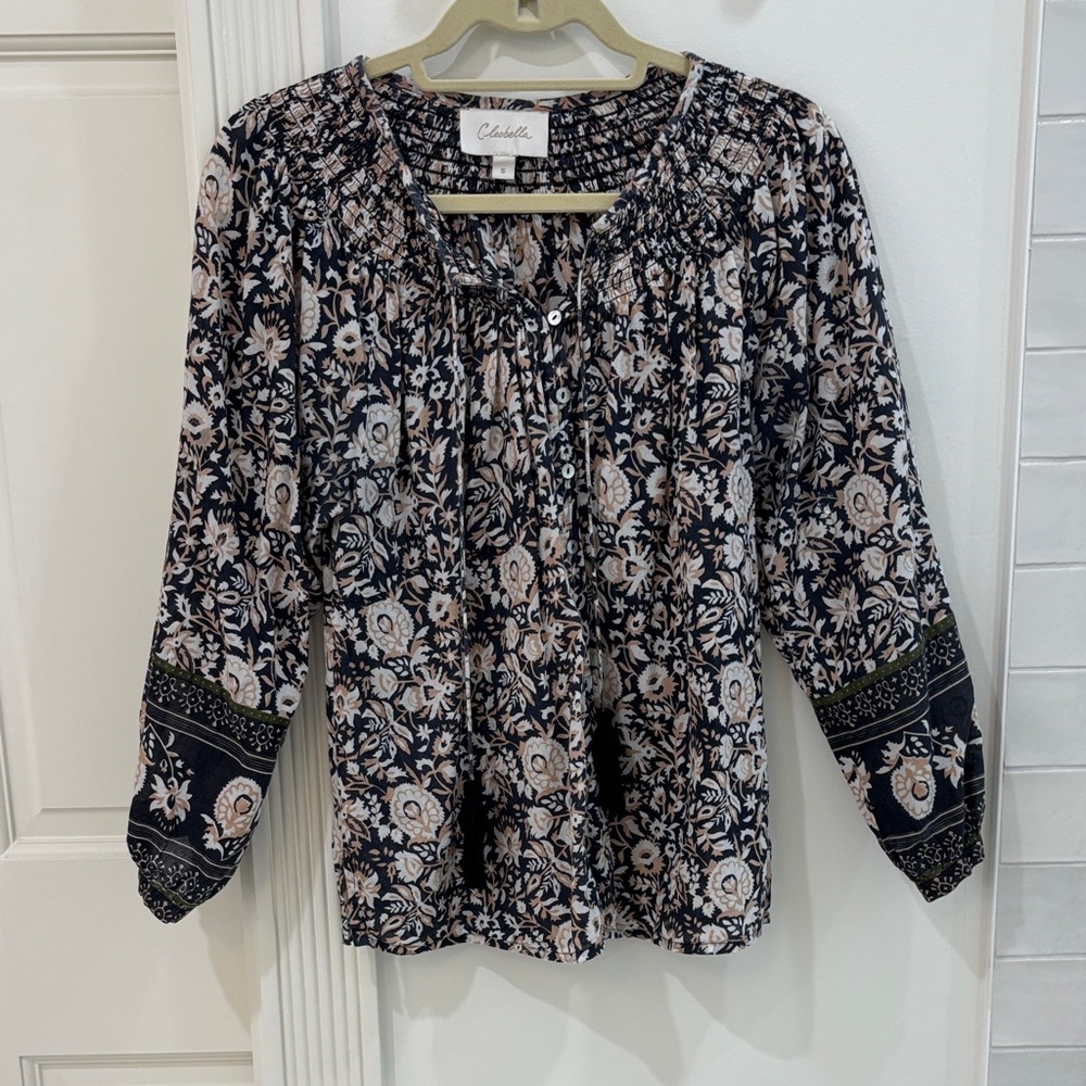 Cleobella Floral Blouse - Black and Cream